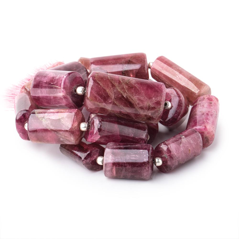 17x13-30x16mm Rubelite Tourmaline Tube beads 17inch 19 pieces AA - BeadsofCambay.com