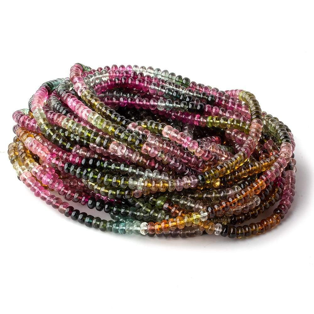 4.7mm Multi Color Tourmaline plain rondelle beads 18 inch 154 pieces A - Beadsofcambay.com