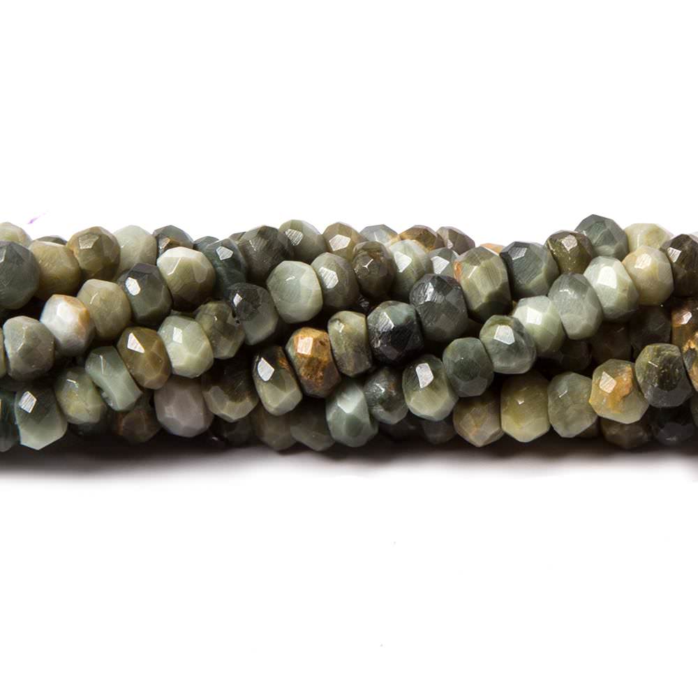 4.8mm Cat's Eye Green Quartz faceted rondelle 12.5 inch 99 beads - Beadsofcambay.com