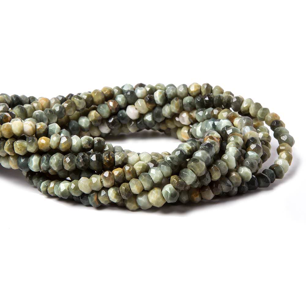 4.8mm Cat's Eye Green Quartz faceted rondelle 12.5 inch 99 beads - Beadsofcambay.com