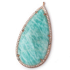 49x25mm Antique Rose Gold CZ Bezel Amazonite Pear Pendant 1 Focal Bead - Beadsofcambay.com
