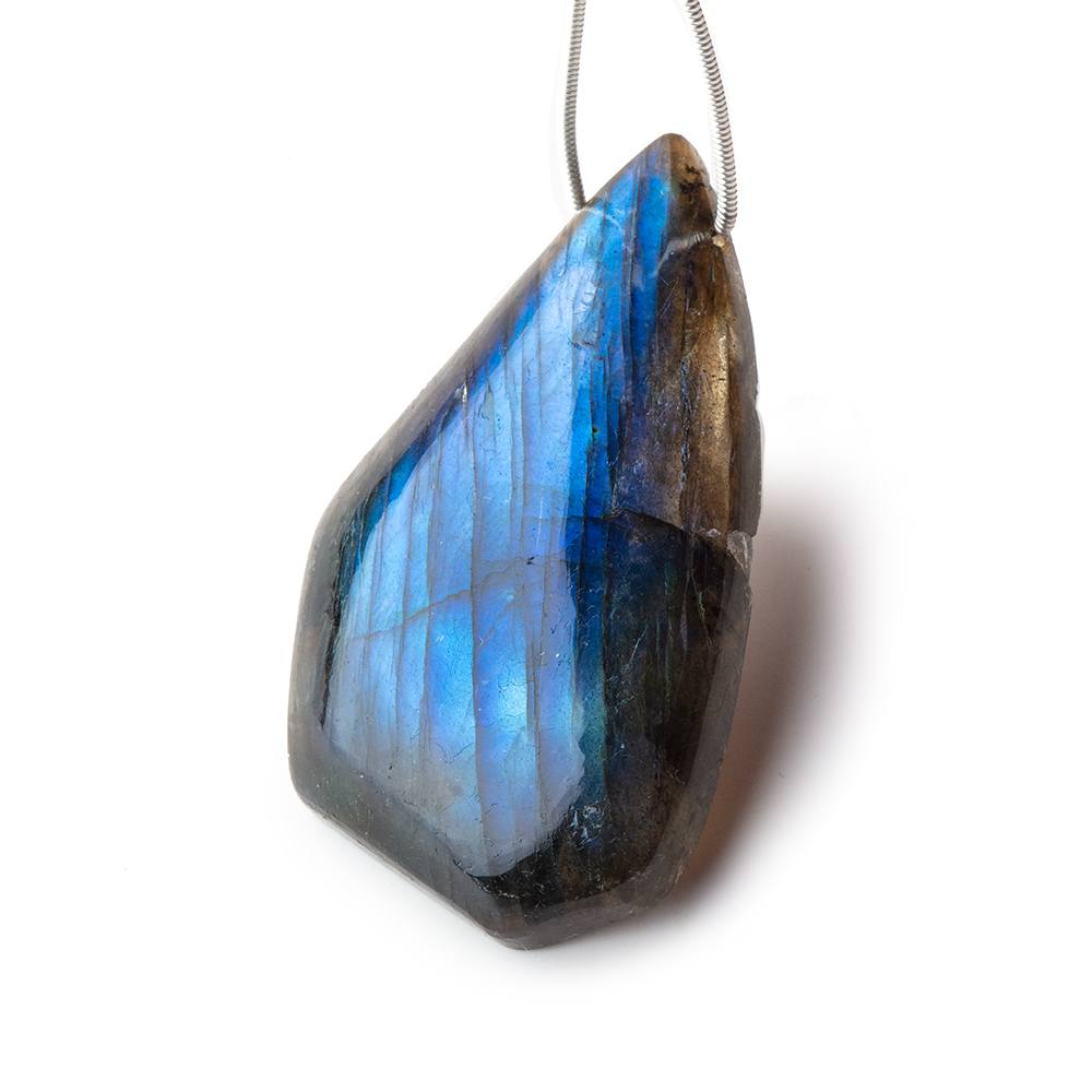 49x27x9mm Neon Blue Labradorite fancy shape focal bead 1 piece - Beadsofcambay.com