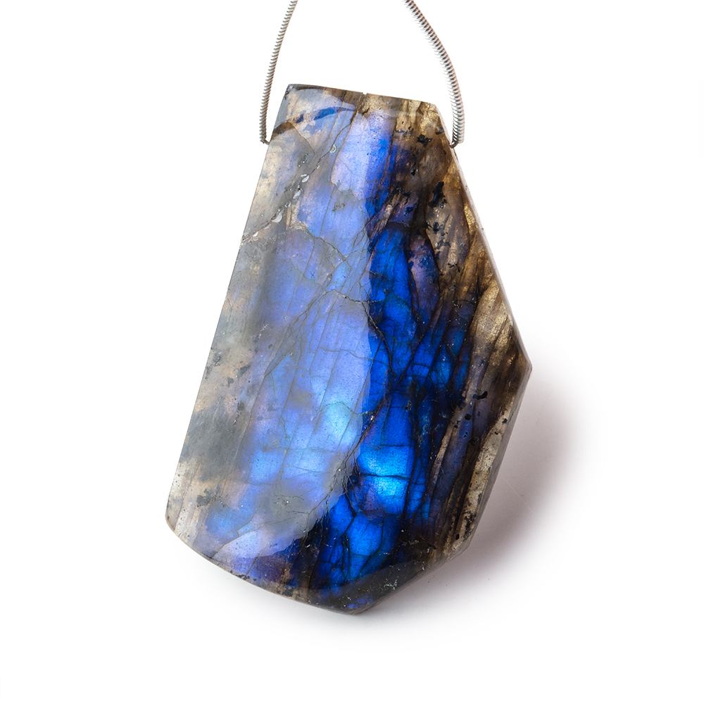 49x30x8mm Neon Blue Labradorite fancy shape focal bead 1 piece - Beadsofcambay.com