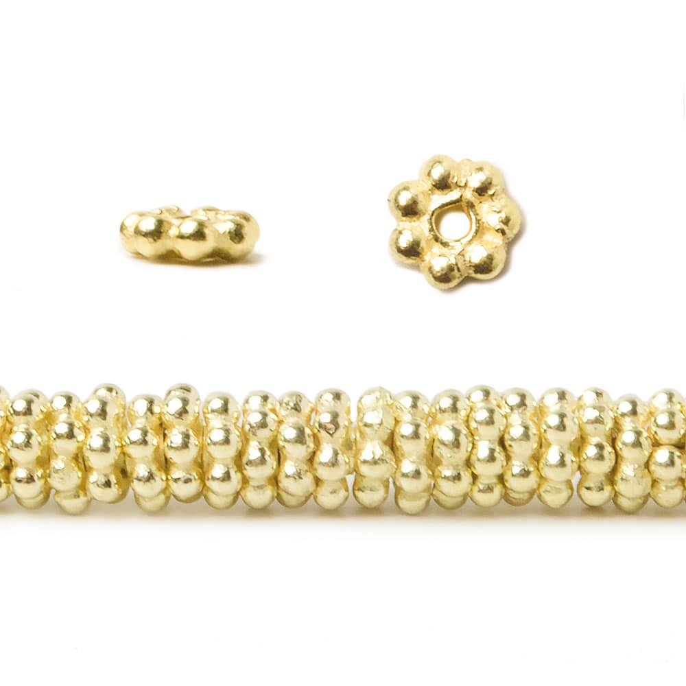 4mm 14kt Gold Plated Copper Daisy Spacer Beads 8 inch 155 pieces - Beadsofcambay.com