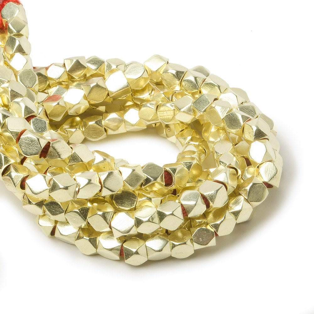 4mm 14kt Gold plated Copper Hand Polished Faceted Nugget Beads 8 inch 48 beads - Beadsofcambay.com