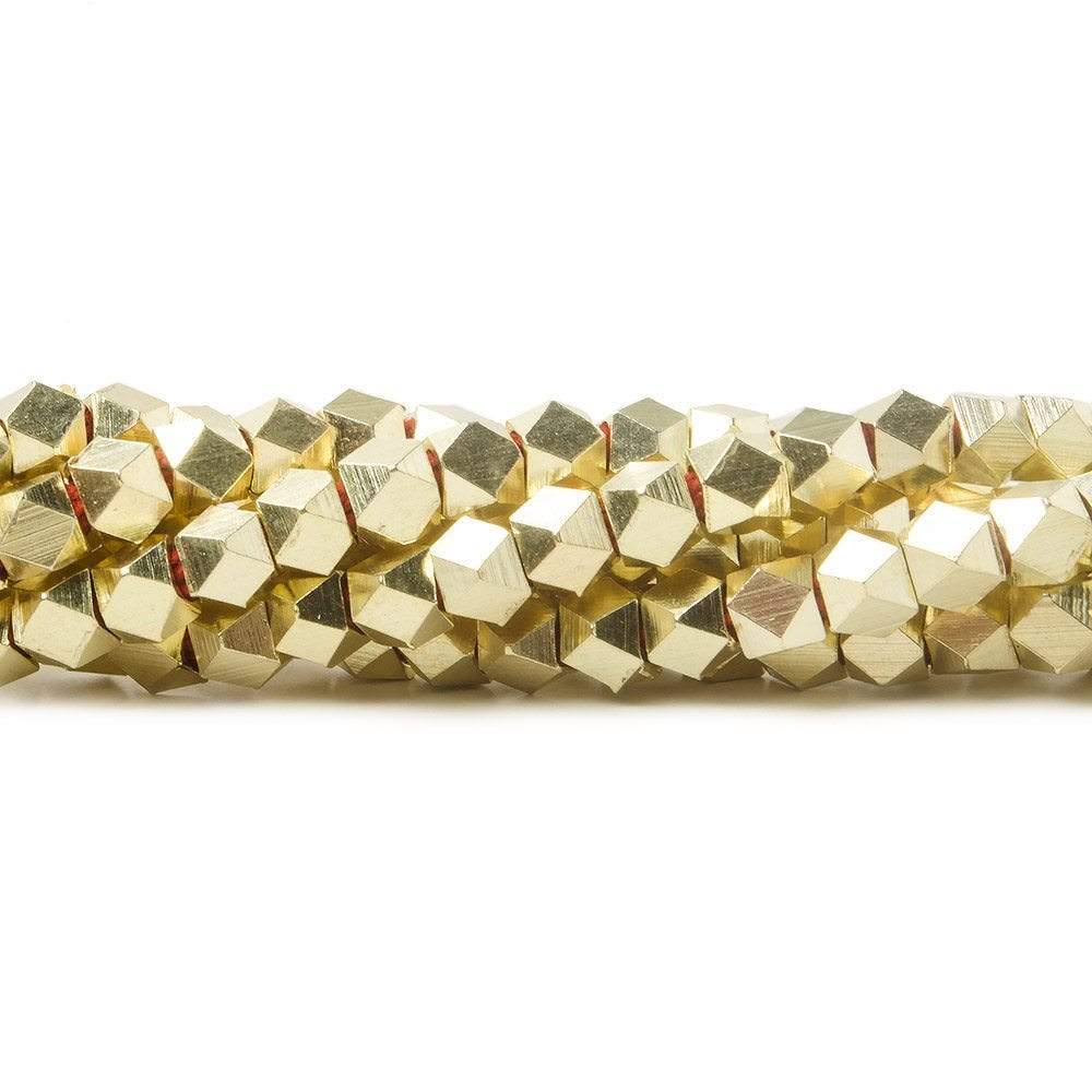 4mm 14kt gold plated Copper Shiny Faceted Nugget Beads 8 inch 47 beads - Beadsofcambay.com