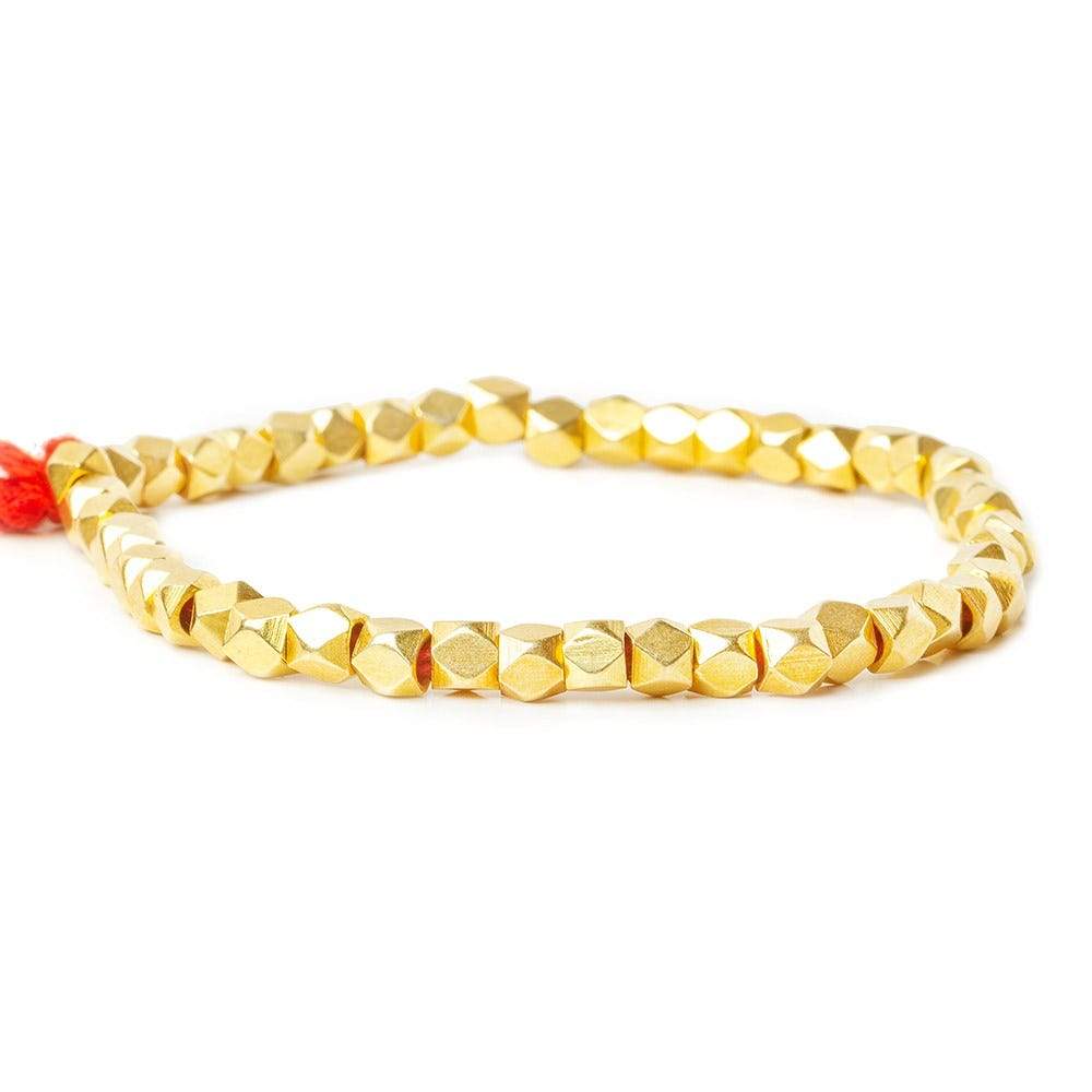 4mm 22kt Gold plated Copper Hand Polished Faceted Nugget Beads 8 inch 48 beads - Beadsofcambay.com
