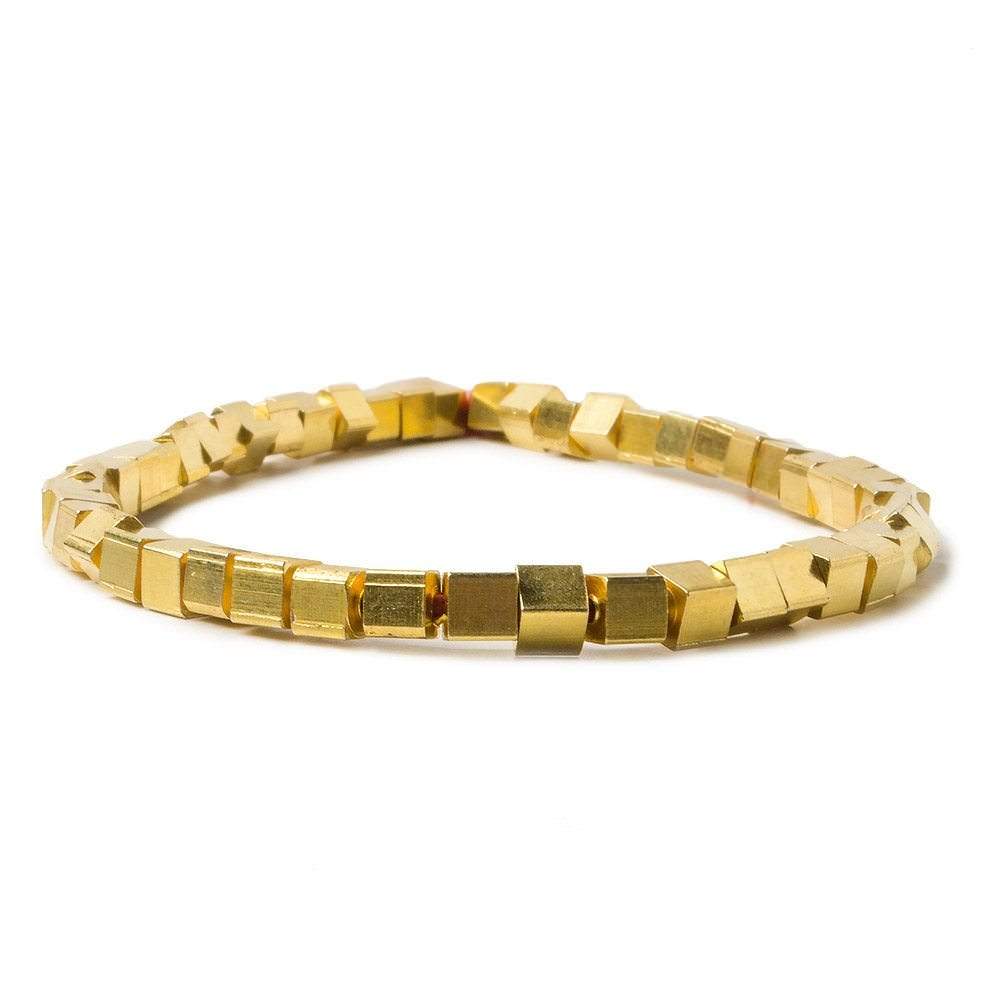 4mm 22kt Gold plated Copper Shiny Cube Beads 8 inch 50 pieces - Beadsofcambay.com