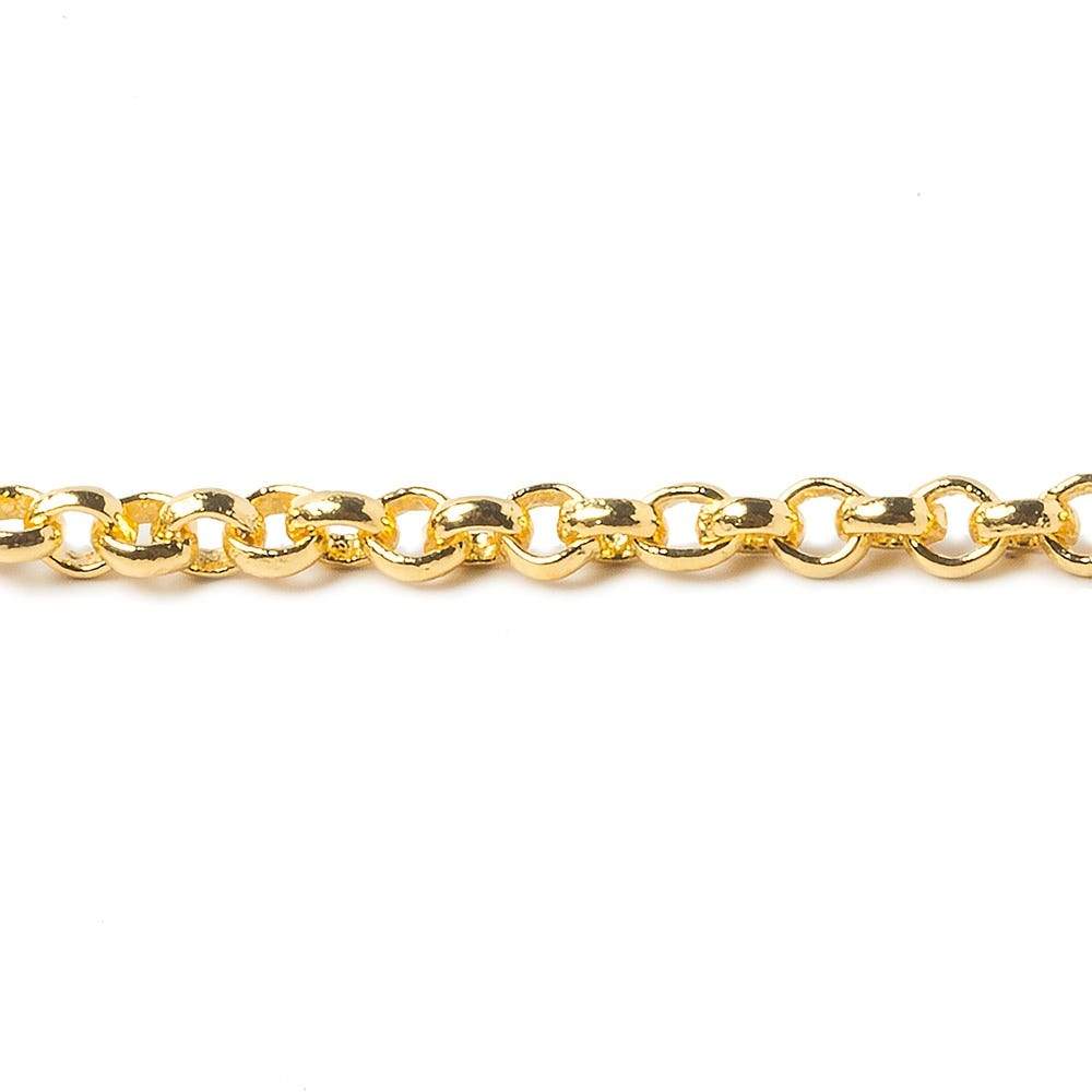 4mm 22kt Gold plated Rolo Link Chain by the foot - Beadsofcambay.com