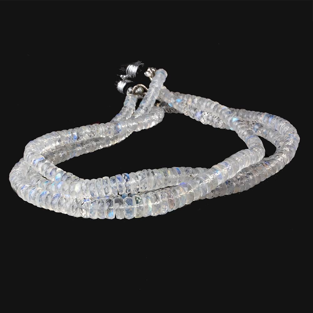 4mm - 5mm Rainbow Moonstone Faceted Rondelles 10 inch 119 beads AAA - Beadsofcambay.com