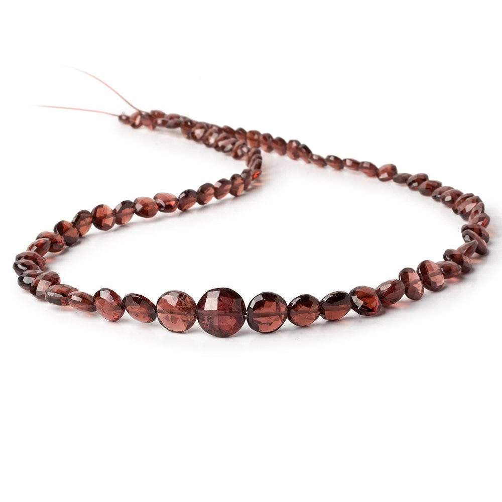 4mm - 8mm Mozambique Garnet faceted coins 16 inches 79 beads AAA - Beadsofcambay.com