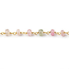 4mm Afghani Tourmaline Faceted Rondelles on Vermeil Chain by the Foot - Beadsofcambay.com