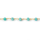 4mm Amazonite Micro Faceted Rounds on Gold Plated Chain - Beadsofcambay.com