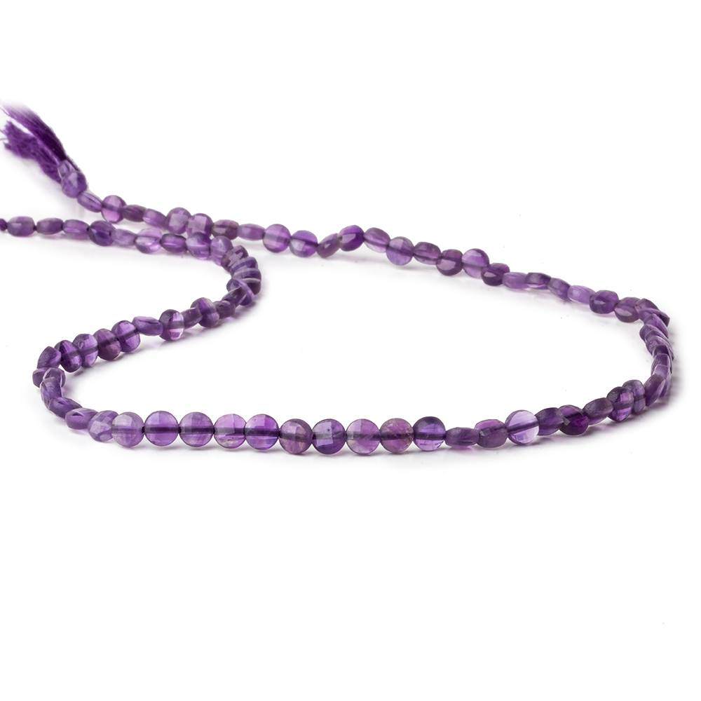 4mm Amethyst checkerboard calibrated faceted coins 12.5 inch 85 beads AAA - Beadsofcambay.com
