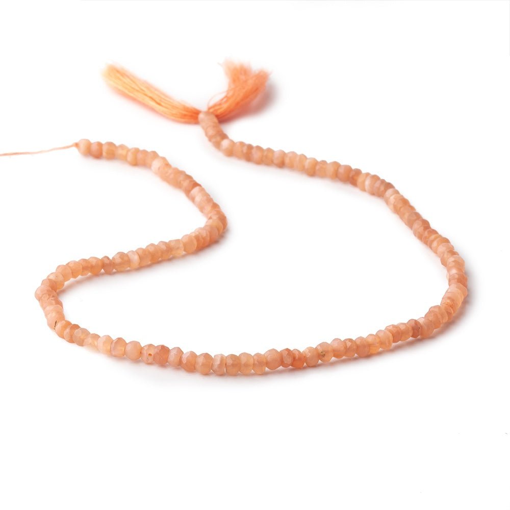 4mm Angel Skin Peach Moonstone faceted rondelles 12.5 inch 117 pieces - Beadsofcambay.com