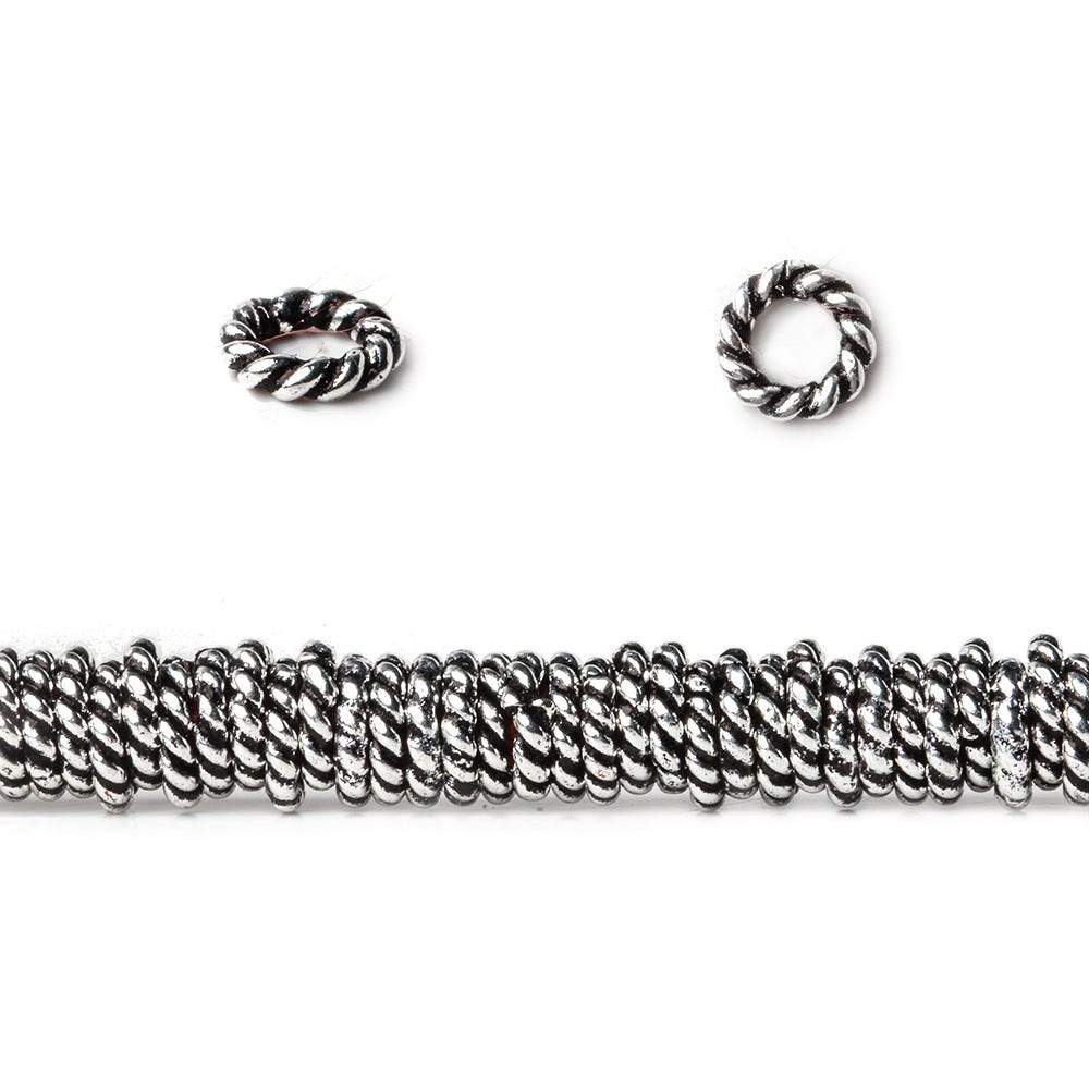 4mm Antiqued Sterling Silver Plated Copper Twisted Jumpring 8 inch 170 pcs - Beadsofcambay.com