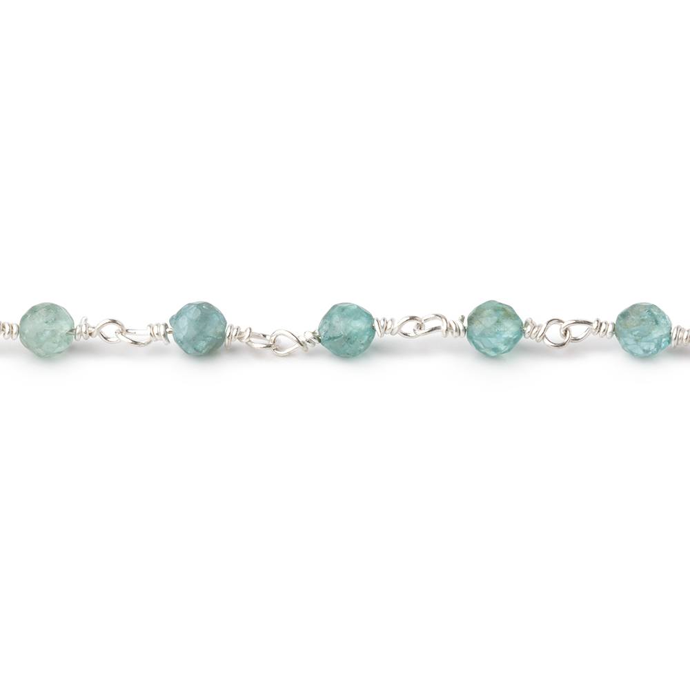 4mm Apatite Micro Faceted Rounds on Silver Plated Chain - Beadsofcambay.com