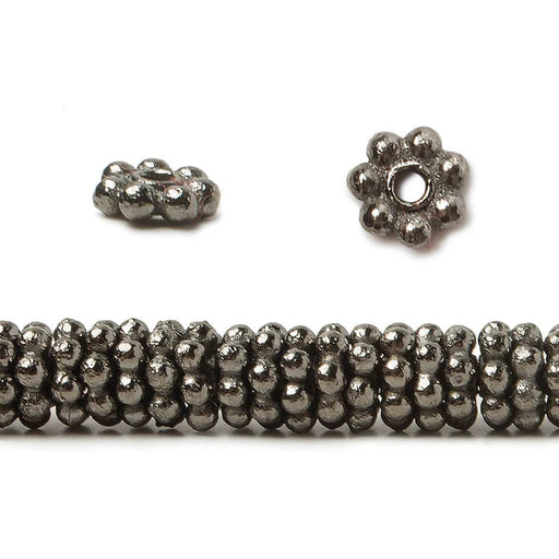 4mm Black Gold Plated Copper Bead Daisy Spacer 8 inch 155 pcs - Beadsofcambay.com