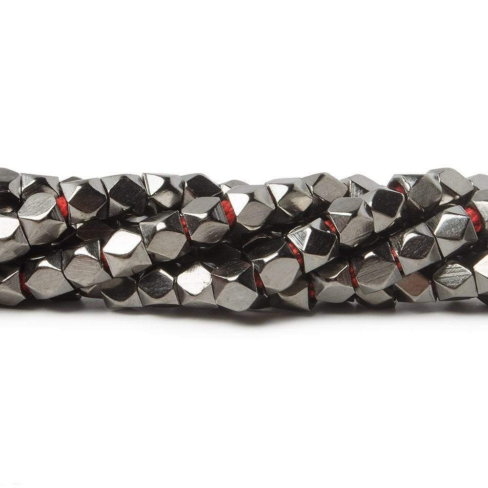 4mm Black Gold plated Copper Hand Polished Faceted Nugget Beads 8 inch 48 beads - Beadsofcambay.com