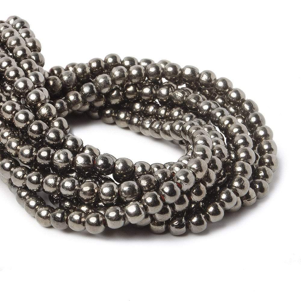 4mm Black Gold plated Copper Plain Round 8 inch 51 pcs - Beadsofcambay.com
