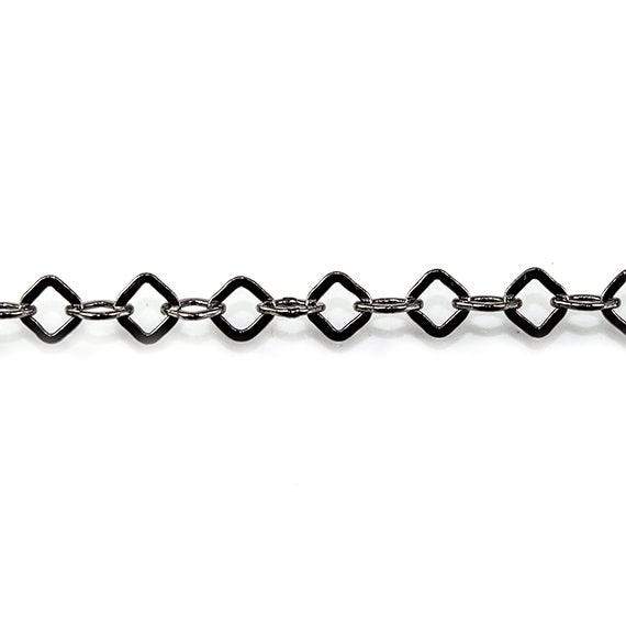4mm Black Gold plated Flat Square Link Chain by the Foot - Beadsofcambay.com