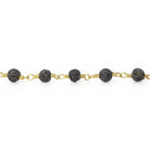 4mm Black Lava Rock plain round Gold Chain by the foot 30 beads - Beadsofcambay.com