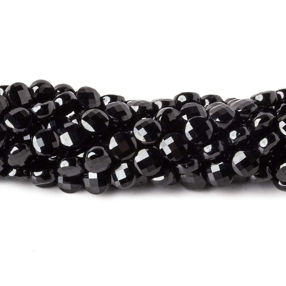 4mm Black Spinel checkerboard calibrated faceted coins 12.5 inch 85 beads AAA - Beadsofcambay.com