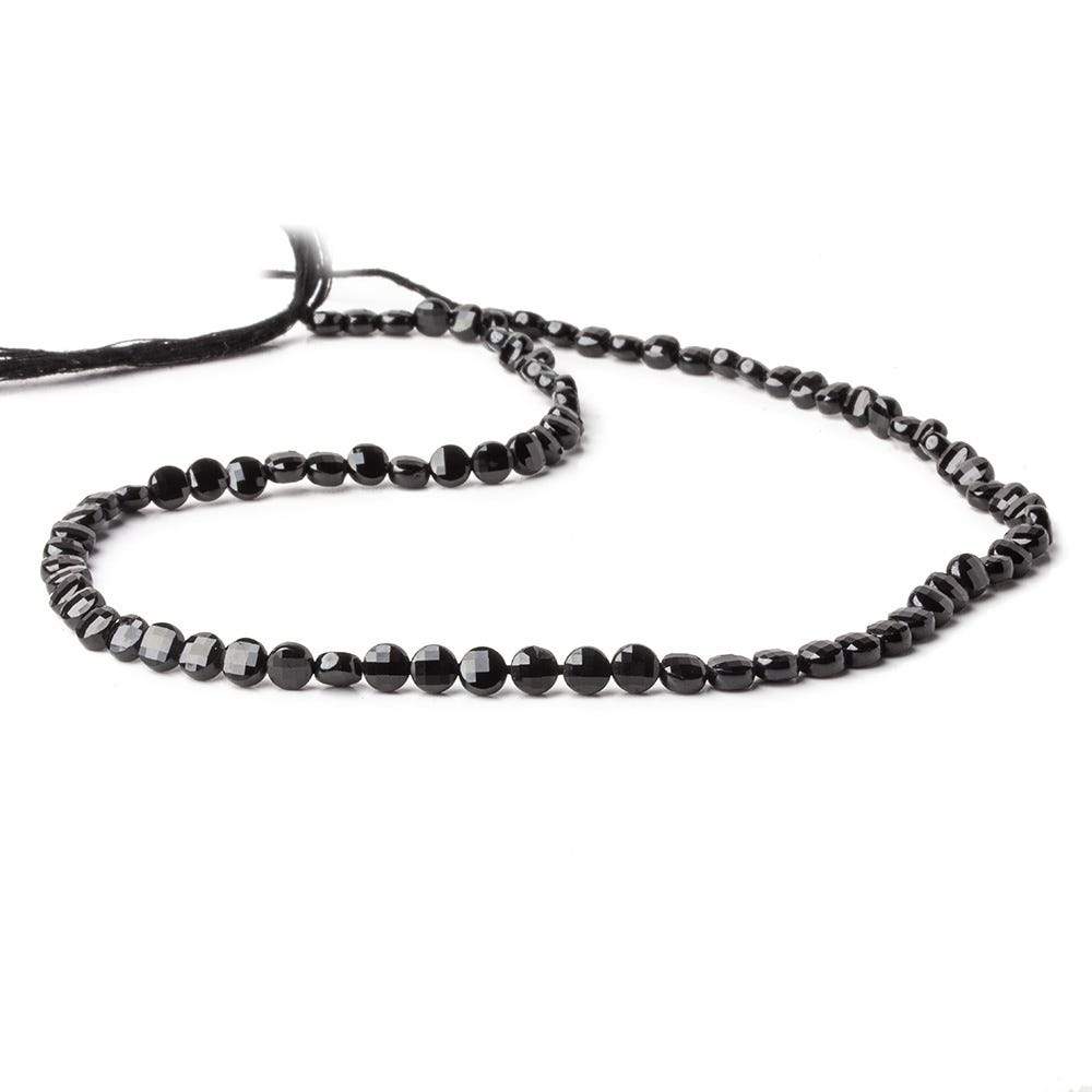 4mm Black Spinel checkerboard calibrated faceted coins 12.5 inch 85 beads AAA - Beadsofcambay.com