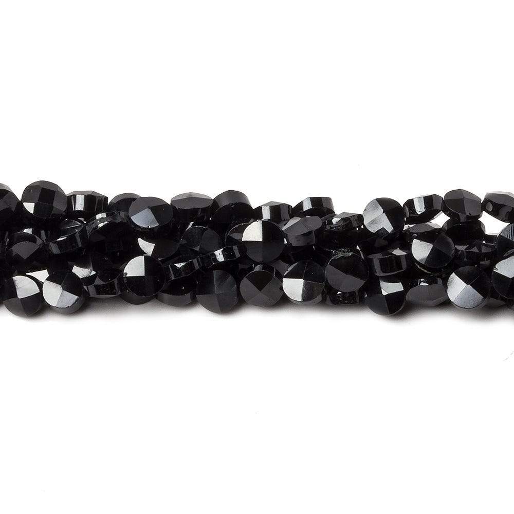 4mm Black Spinel faceted coin beads 14 inch 94 beads - Beadsofcambay.com