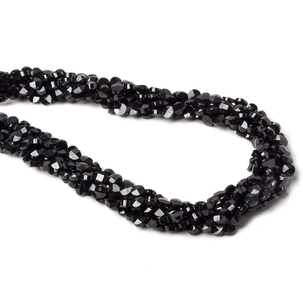 4mm Black Spinel faceted coin beads 14 inch 94 beads - Beadsofcambay.com