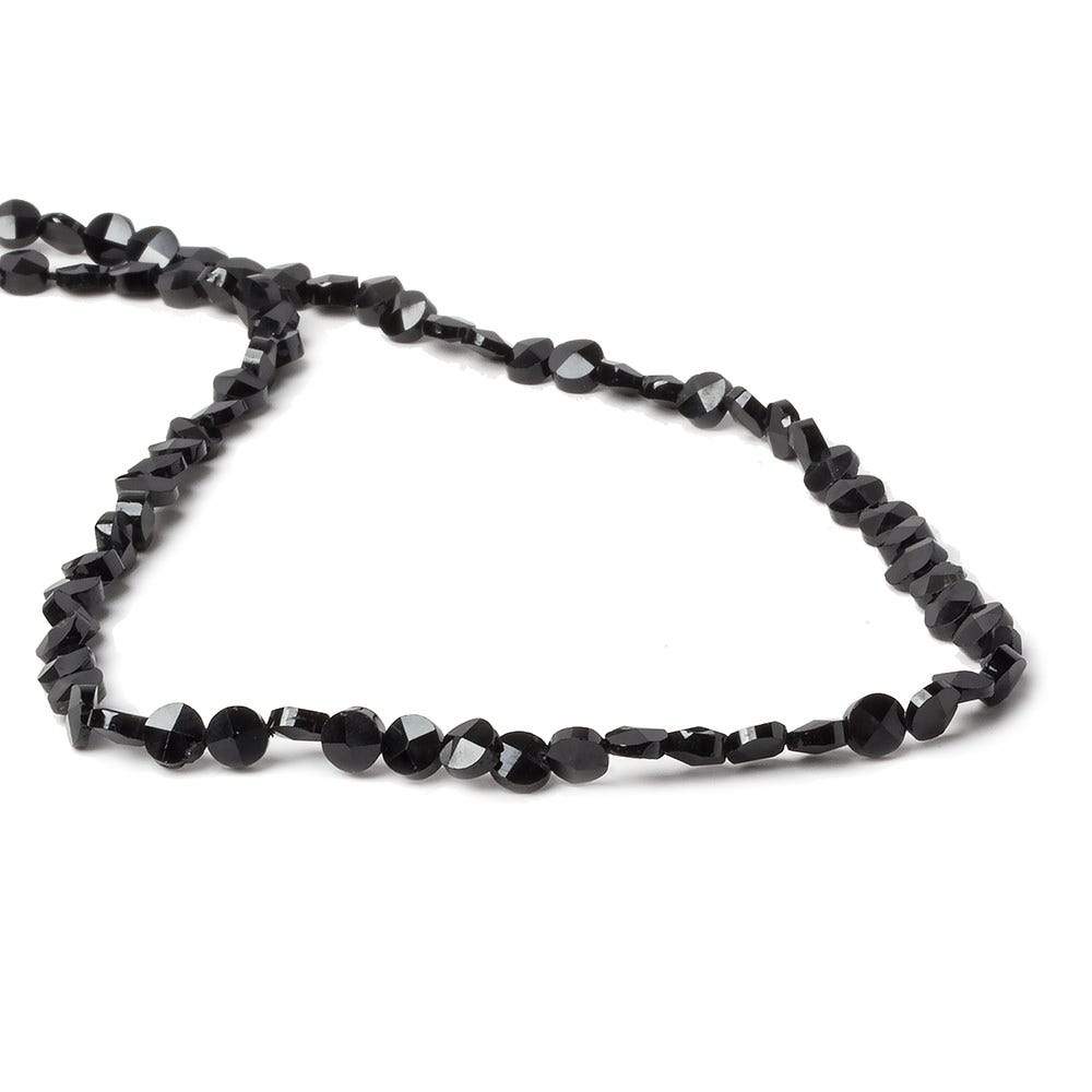 4mm Black Spinel faceted coin beads 14 inch 94 beads - Beadsofcambay.com