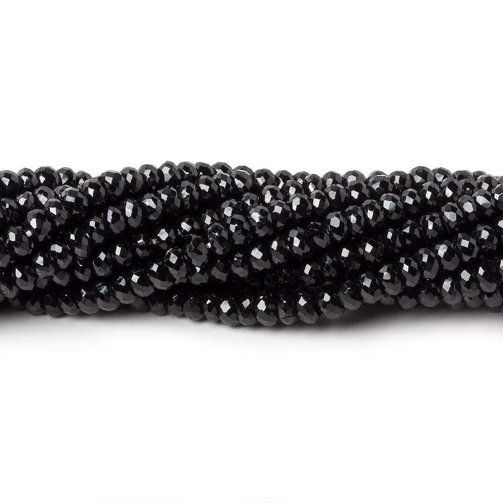 4mm Black Spinel faceted rondelles 1mm hole 14 inch 130 beads AAA - Beadsofcambay.com