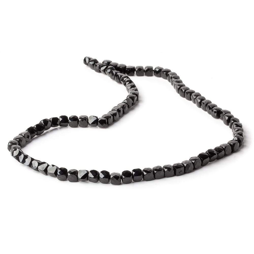 4mm Black Spinel micro faceted cubes 12 inch 80 beads - Beadsofcambay.com