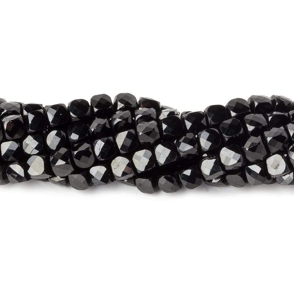 4mm Black Spinel micro faceted cubes 12 inch 80 beads - Beadsofcambay.com