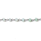4mm Blue Peru Opal faceted rondelle Black Gold .925 Chain by the foot 40 beads - Beadsofcambay.com