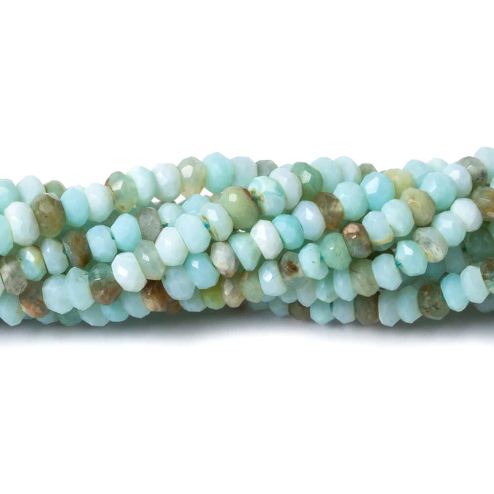 4mm Blue Peruvian Opal faceted rondelle beads 13 inch 120 pieces - Beadsofcambay.com