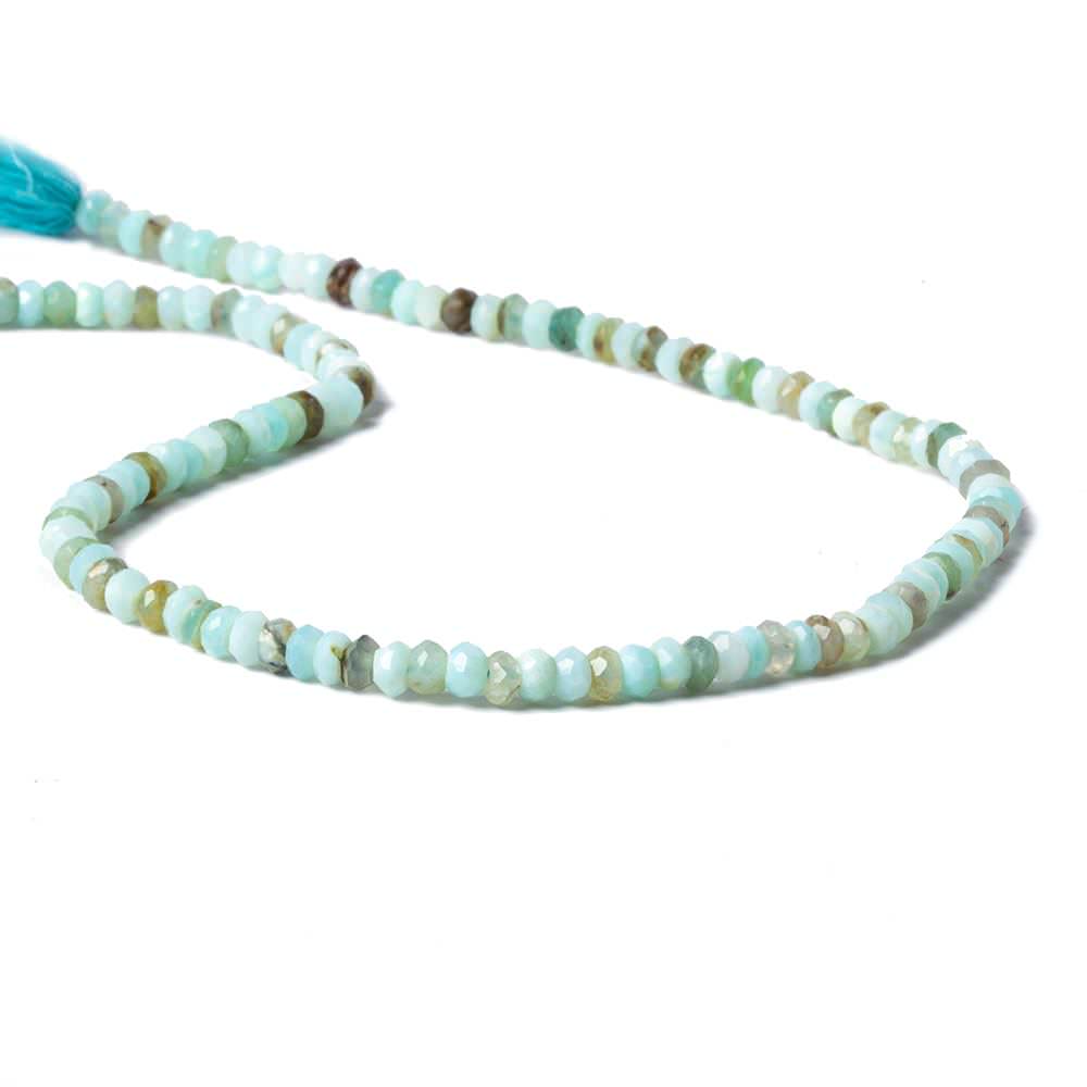 4mm Blue Peruvian Opal faceted rondelle beads 13 inch 120 pieces - Beadsofcambay.com