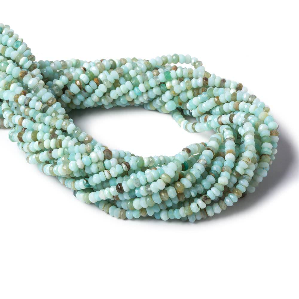 4mm Blue Peruvian Opal faceted rondelle beads 13 inch 120 pieces - Beadsofcambay.com