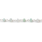 4mm Blue Peruvian Opal Faceted Rondelle Beads on Sterling Silver Chain - Beadsofcambay.com