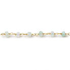 4mm Blue Peruvian Opal Faceted Rondelle Beads on Vermeil Chain - Beadsofcambay.com