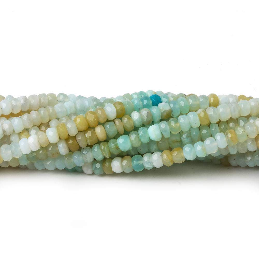 4mm Blue Peruvian Opal Faceted Rondelles 14 inch 140 Beads - Beadsofcambay.com