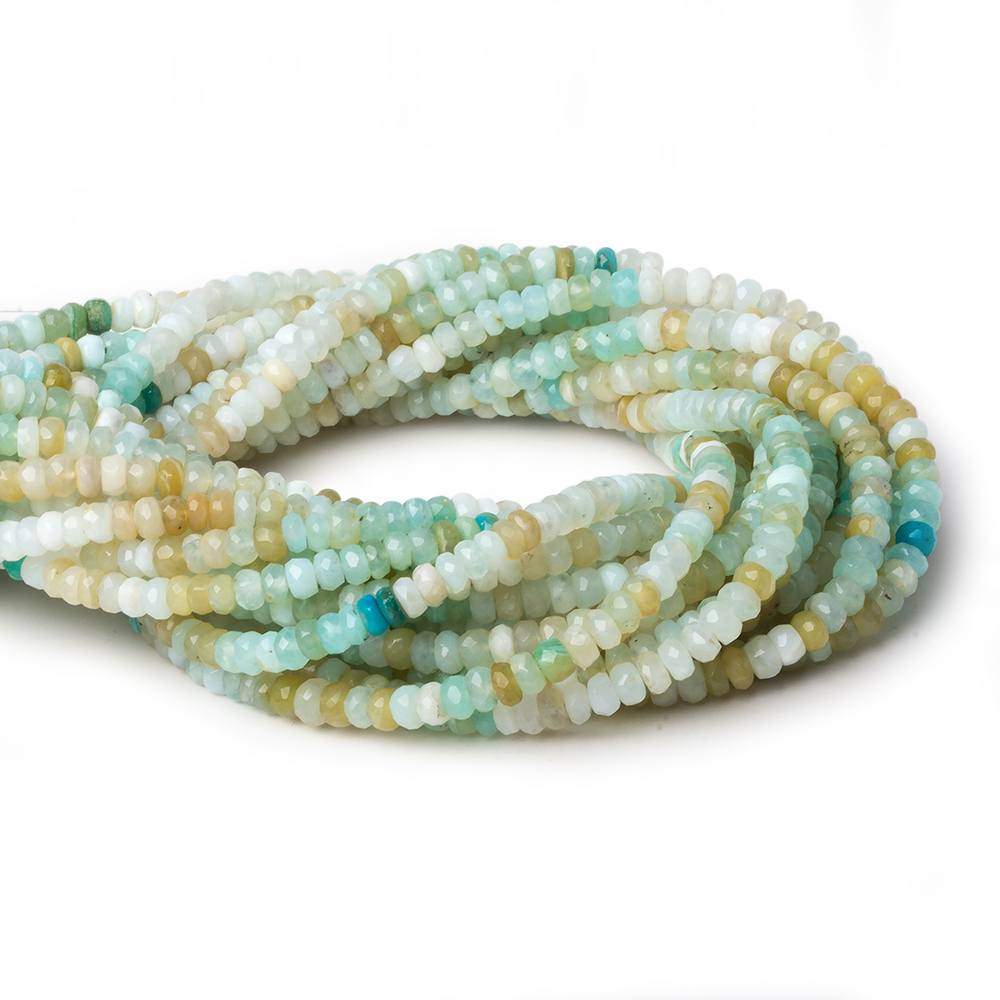 4mm Blue Peruvian Opal Faceted Rondelles 14 inch 140 Beads - Beadsofcambay.com