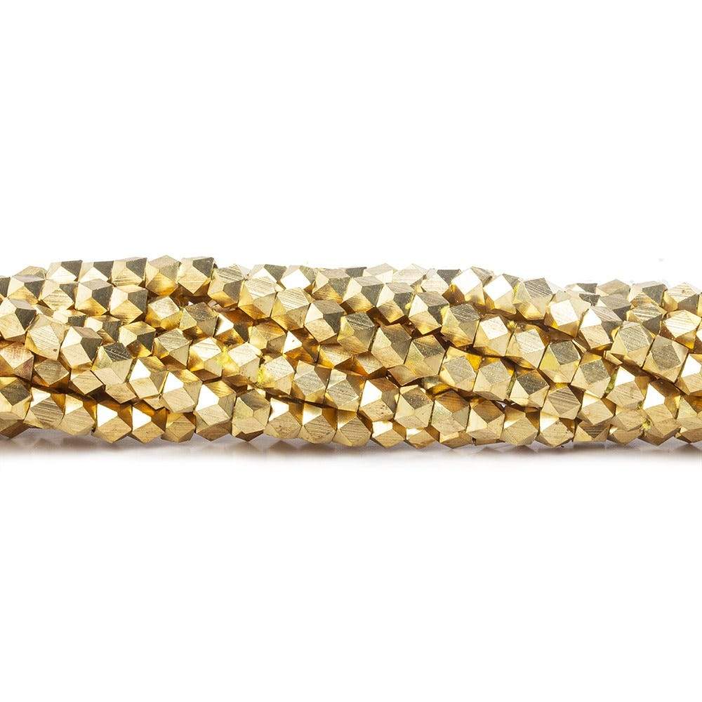 4mm Brass Faceted Nugget Beads 45 beads 8 inch - Beadsofcambay.com