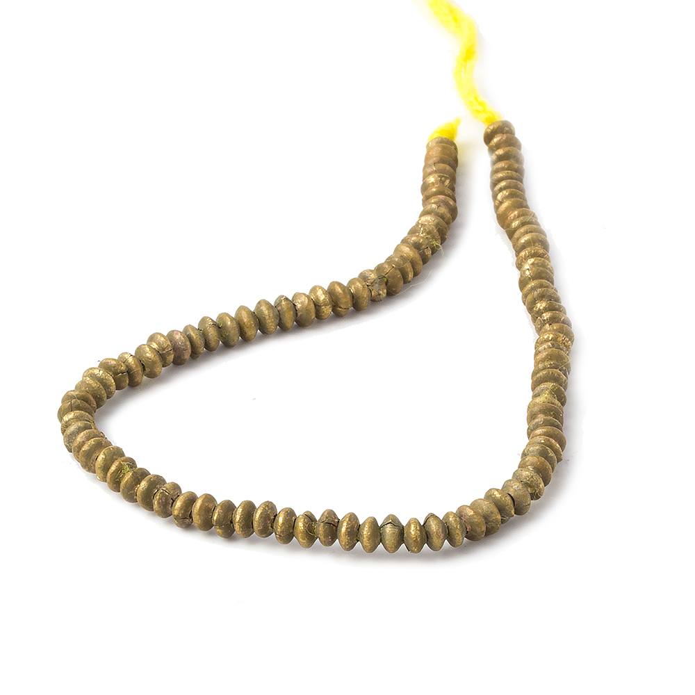 4mm Brass Matte Disc Beads 8 inch 95 pieces - Beadsofcambay.com