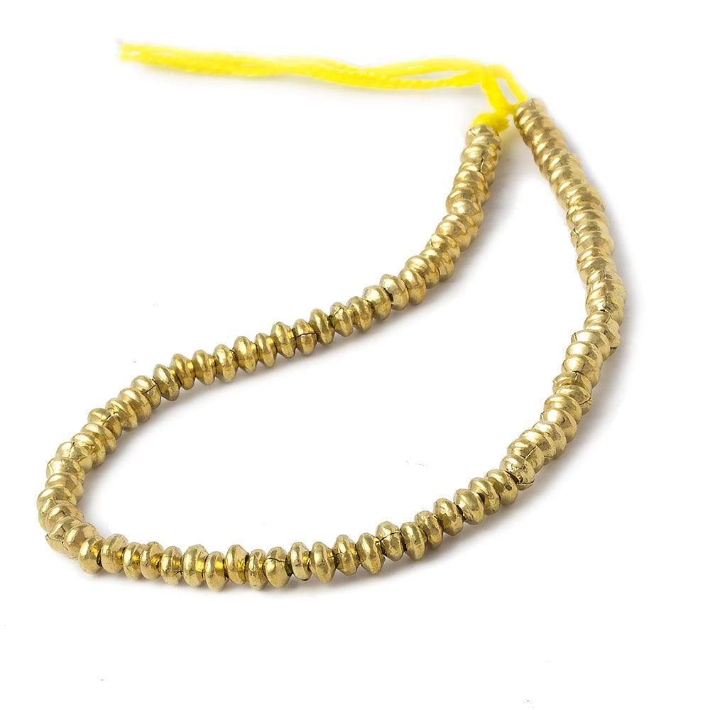 4mm Brass plain disc rondelle beads 8 inch 95 pieces - Beadsofcambay.com