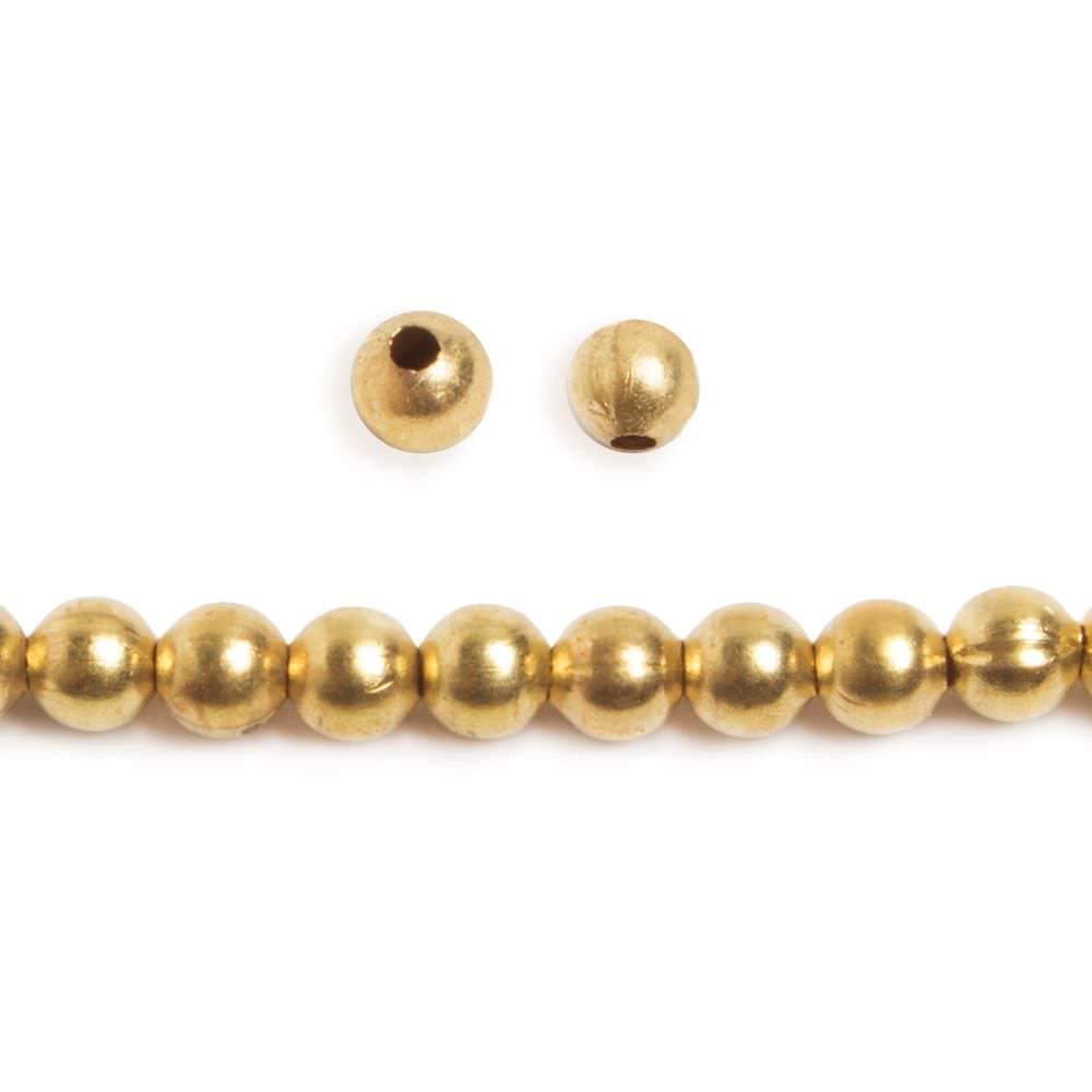 4mm Brass plain round beads 8 inch 58 pieces - Beadsofcambay.com