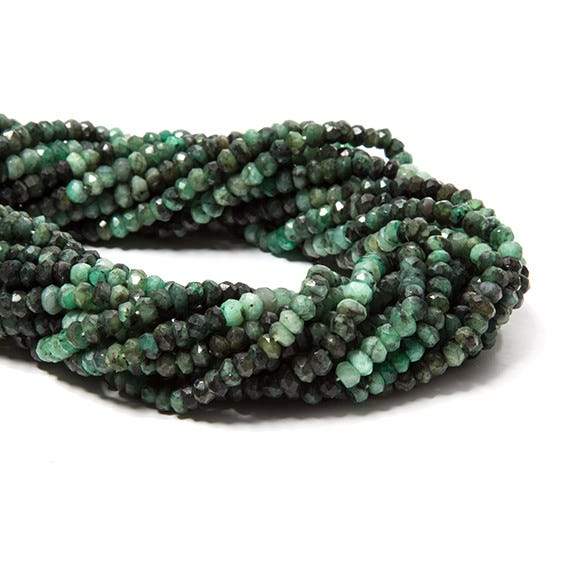 4mm Brazilian Emerald faceted rondelle Beads 13 inch 110 pieces - Beadsofcambay.com