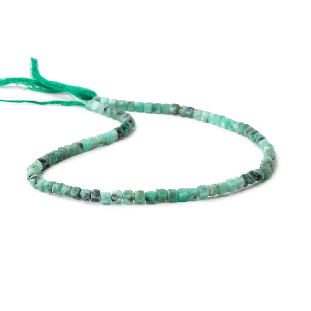 4mm Brazilian Emerald Micro Faceted Cube Beads 12.5 inch 84 pieces - Beadsofcambay.com
