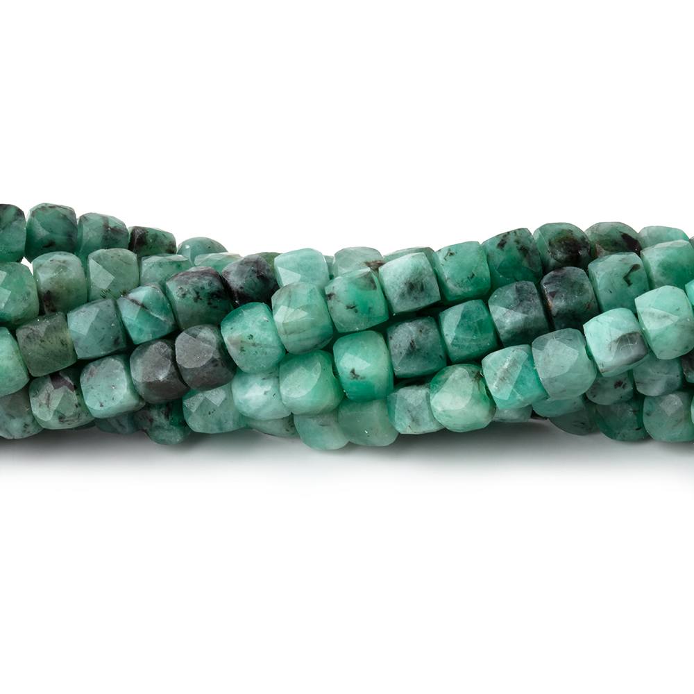 4mm Brazilian Emerald Micro Faceted Cube Beads 12.5 inch 84 pieces - Beadsofcambay.com