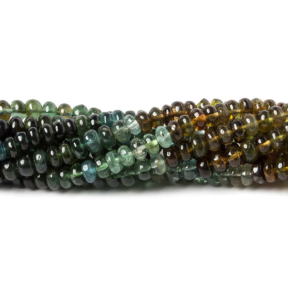 4mm Brown and Green Tourmaline plain rondelle beads 13 inch 136 pieces - Beadsofcambay.com